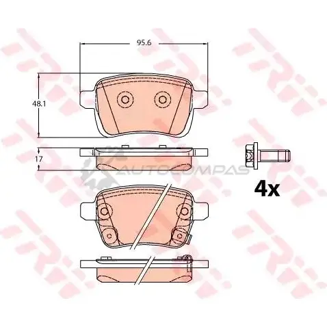 Тормозные колодки, комплект TRW gdb2093 MMGC81 1528712 2 5156 изображение 0