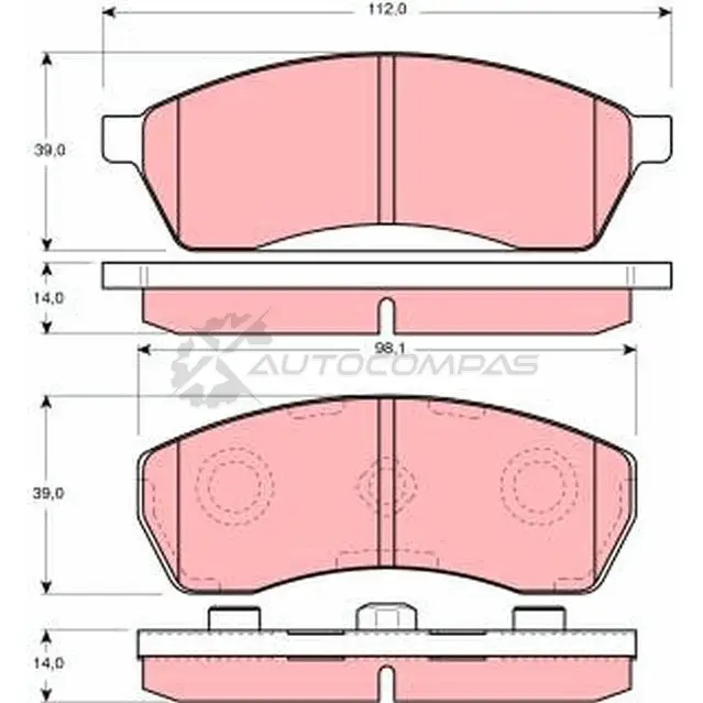 Тормозные колодки, комплект TRW 1528825 H20R1 gdb3068 2 3379 изображение 0
