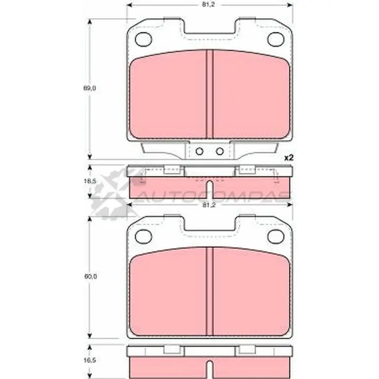 Тормозные колодки, комплект TRW R2YVQ gdb3104 2349 2 1528840