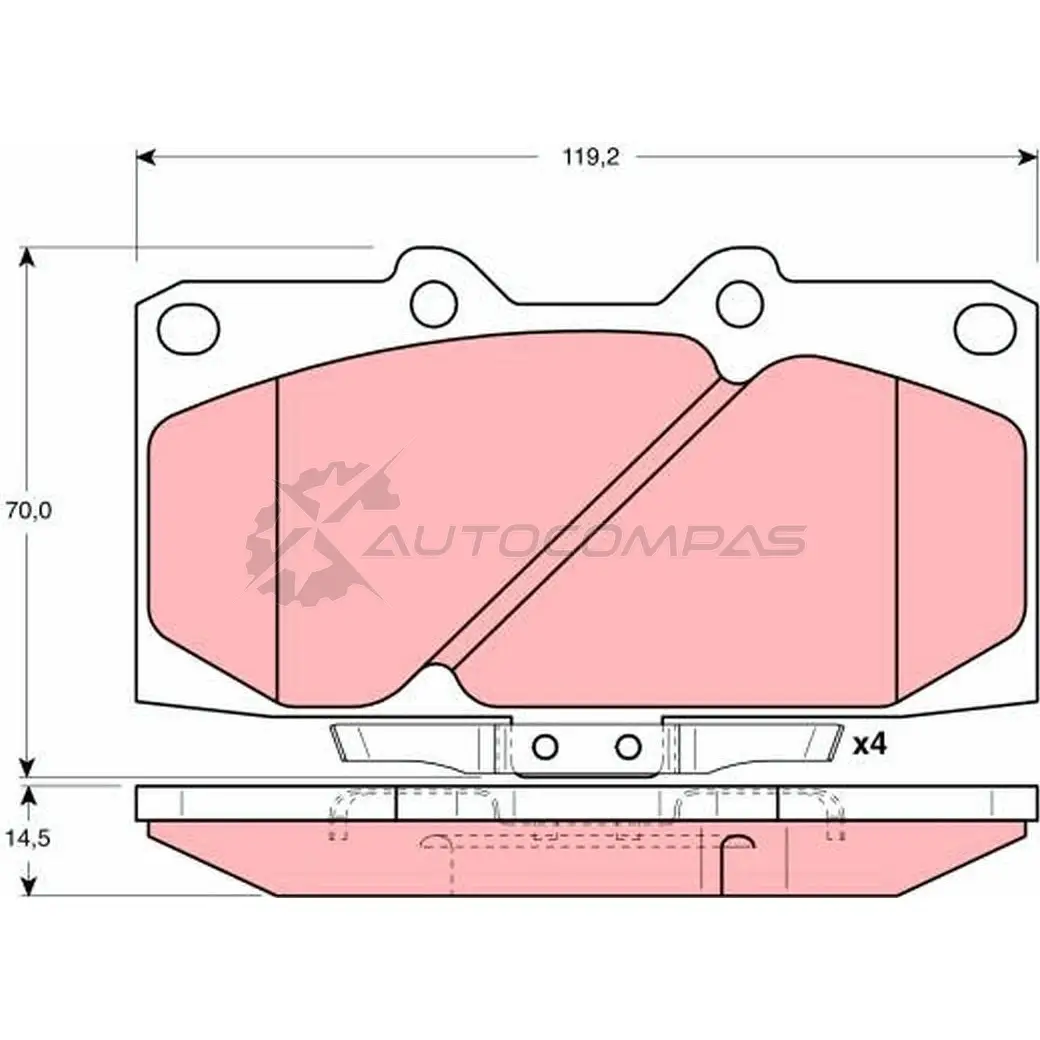 Тормозные колодки, комплект TRW 2 1854 gdb3131 1528863 XLC2A5 изображение 0