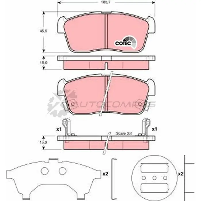 Тормозные колодки, комплект TRW 1528957 30C07PZ 2 3507 gdb3236 изображение 0
