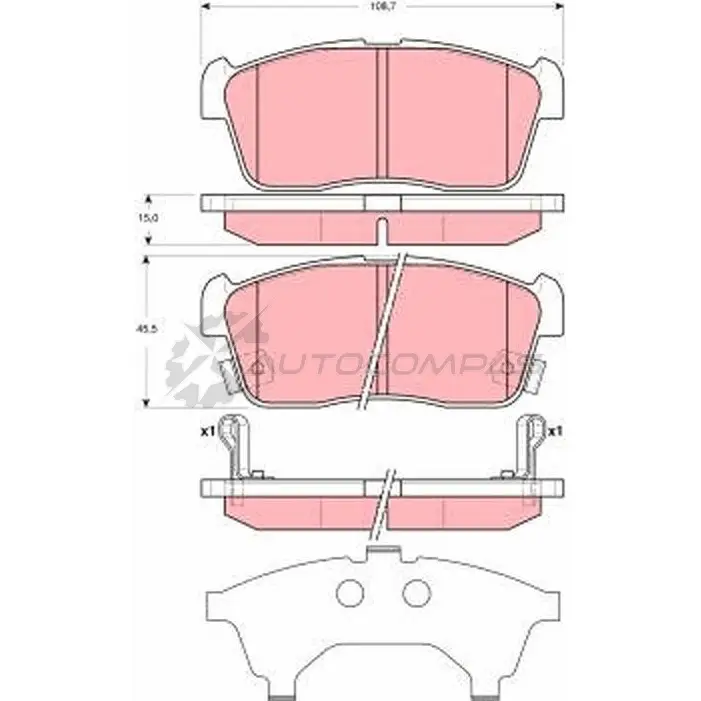 Тормозные колодки, комплект TRW 235 07 gdb3351 23508 1529079 изображение 0