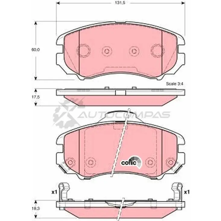 Тормозные колодки, комплект TRW gdb3386 UA3W1 2 3891 1529116 - Изображение 1
