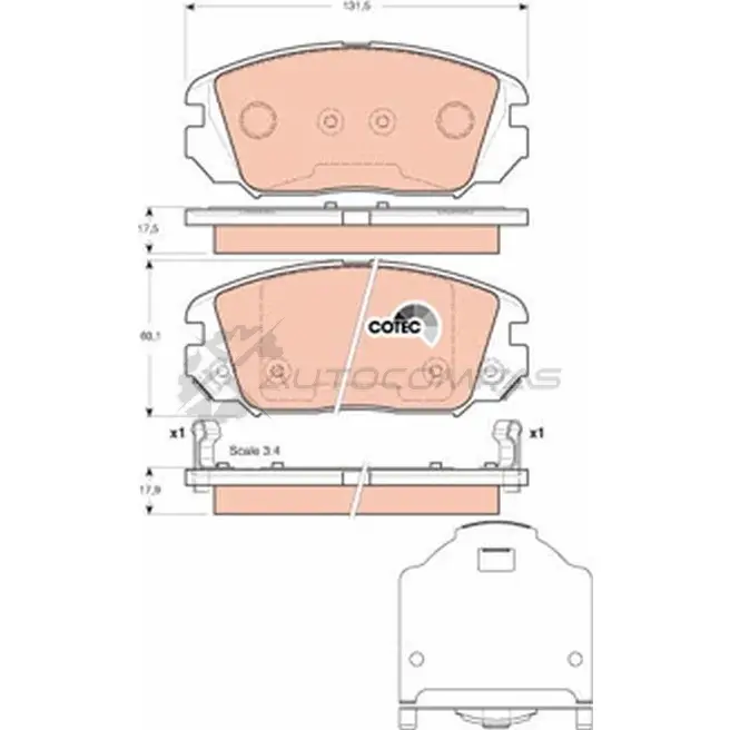 Тормозные колодки, комплект TRW 3322937475728 gdb3409 1529141 0GLS6 T - Изображение 1