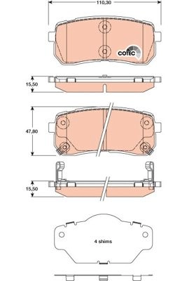 Тормозные колодки дисковые, комплект TRW C1E WF 1439901492 GDB3449AT изображение 0