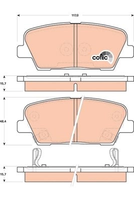 Тормозные колодки дисковые, комплект TRW GDB3499AT VA 1EPK 1439901502 - Изображение 1