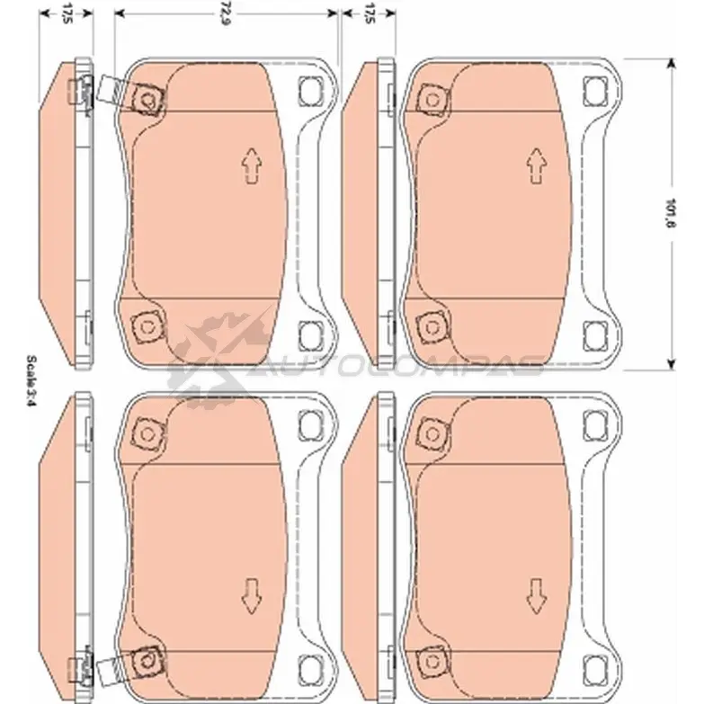 Тормозные колодки, комплект TRW 1529238 gdb3504 2440 1 24402 изображение 0