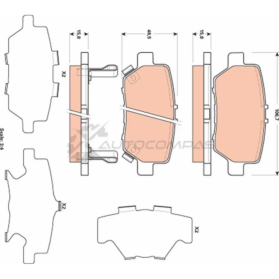 Тормозные колодки, комплект TRW 251 66 gdb3512 MRCHH 1529247