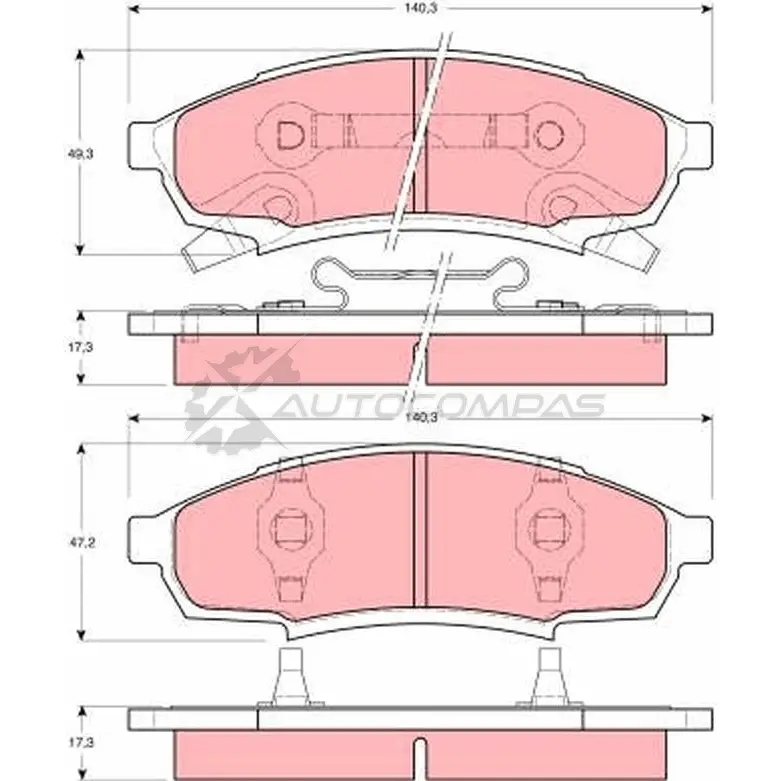 Тормозные колодки, комплект TRW gdb4014 2471 7 1529386 24718 изображение 0
