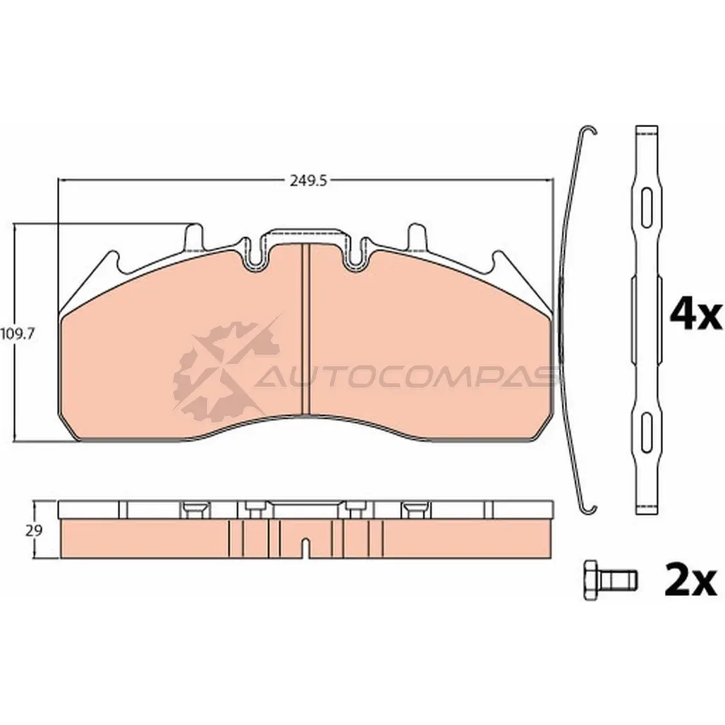 Тормозные колодки, комплект TRW 2 9174 1529606 3DPMY1U gdb5096 - Изображение 1