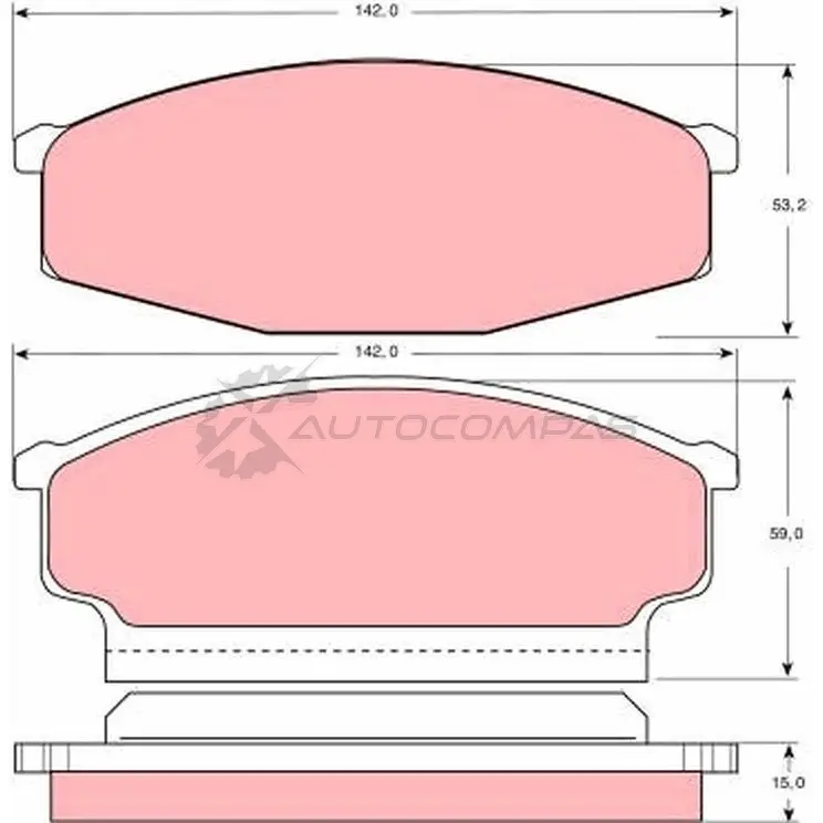 Тормозные колодки, комплект TRW FQUIE5A 1529673 gdb748 206 28 изображение 0