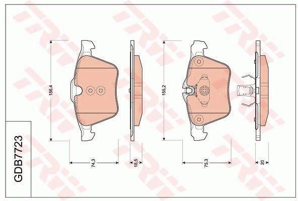 Тормозные колодки дисковые, комплект TRW 3322937306206 GDB7723 0 10OAA2 6195664 изображение 0