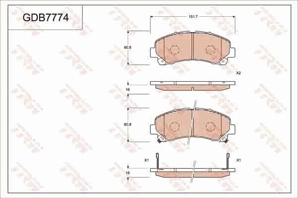 Тормозные колодки дисковые, комплект TRW GDB7774AT 5KK22 U 1439901589 изображение 0