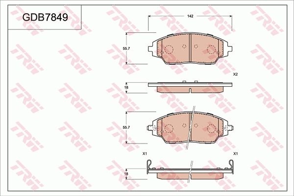 Тормозные колодки дисковые, комплект TRW 0M3 1R GDB7849 3322937307555 1216937511 изображение 0