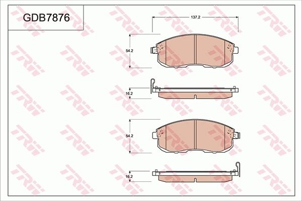 Тормозные колодки дисковые, комплект TRW 1216937589 GDB7876 3322937307821 2V 2W7 изображение 0