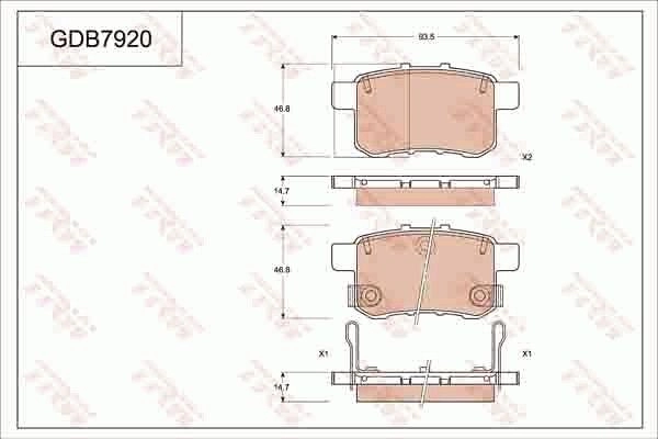 Тормозные колодки дисковые, комплект TRW 3322937308088 8H B54W8 1216937747 GDB7920 изображение 0