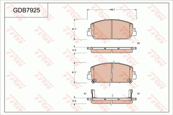 Тормозные колодки дисковые, комплект TRW ZC N4F GDB7925 1216937755