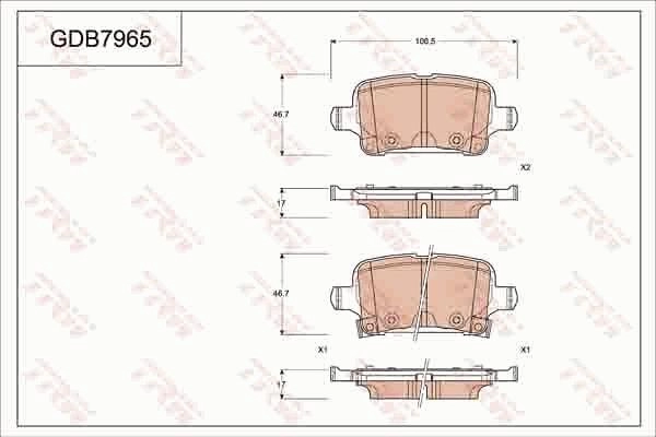 Тормозные колодки дисковые, комплект TRW GDB7965 C0CE TK 1216937859 изображение 0