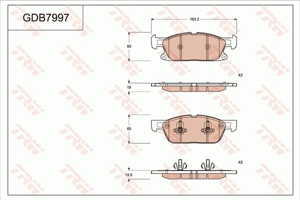 Тормозные колодки дисковые, комплект TRW UY UO3JN GDB7997DT 1439901751 изображение 0