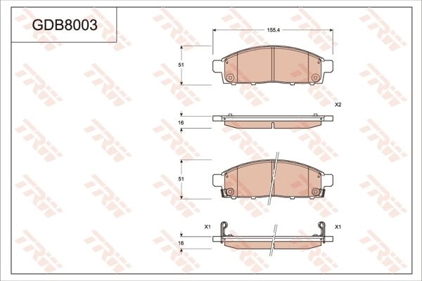 Тормозные колодки дисковые, комплект TRW GDB8003 1216938149 3322938318123 43 OR1 изображение 0