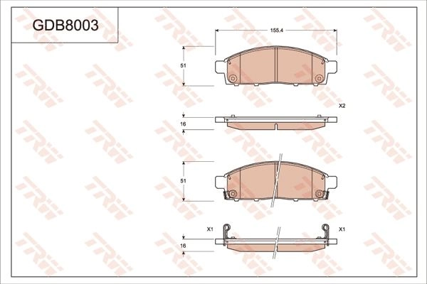 Тормозные колодки дисковые, комплект TRW UHN C7 1439901761 GDB8003DT изображение 0