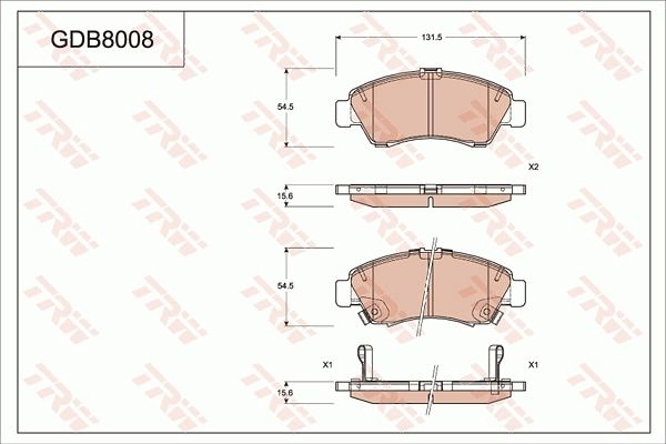 Тормозные колодки дисковые, комплект TRW 3322938321963 GDB8008 1216938159 WSWAO3 A изображение 0