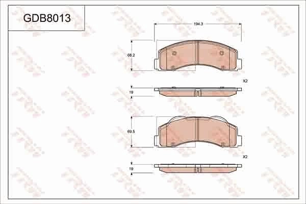Тормозные колодки дисковые, комплект TRW 1216938175 GDB8013 X IZVIJA изображение 0