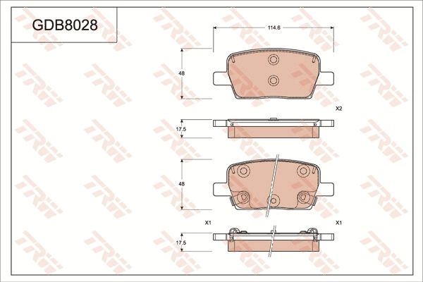 Тормозные колодки дисковые, комплект TRW 3322938377137 GDB8028 1216938209 Z AR22IL изображение 0