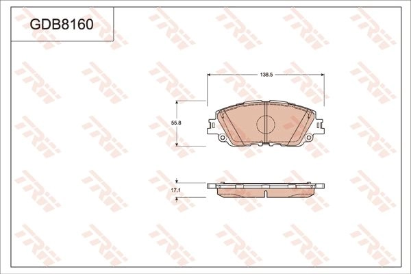 Тормозные колодки дисковые, комплект TRW 1439901956 KZ BHT GDB8160 изображение 0