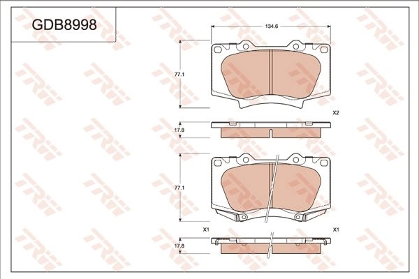 Тормозные колодки дисковые, комплект TRW N02 0I GDB8998AT 1439902142 изображение 0