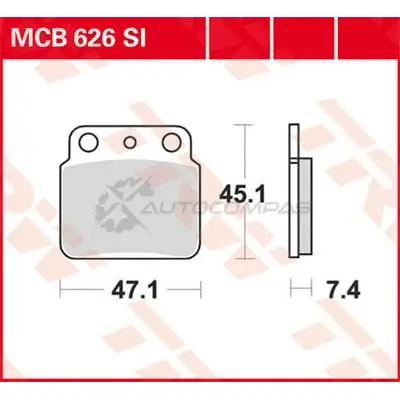 Тормозные колодки, комплект TRW mcb626si 1423466585 3322937392070 6DF WL - Изображение 1