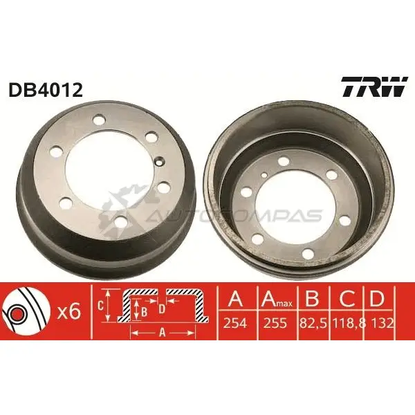 Тормозной барабан TRW 3322937074976 3MOF BP 1522791 db4012 - Изображение 1
