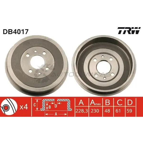 Тормозной барабан TRW 6194826 3322937075027 db4017 PNP ECR - Изображение 1