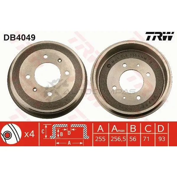 Тормозной барабан TRW 3322937075270 W 0UFMD 1522827 db4049 изображение 0