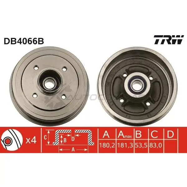 Тормозной барабан TRW 3322937134502 1522841 db4066b 8MY87 ND