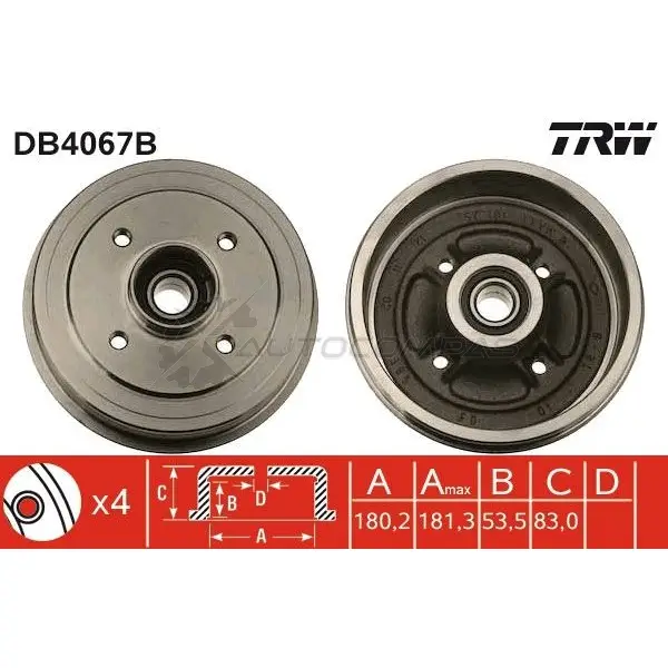 Тормозной барабан TRW 3322937134519 1522843 NFA 84 db4067b изображение 0