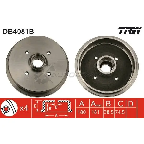 Тормозной барабан TRW 1522855 I6 YYS4 3322937134649 db4081b изображение 0