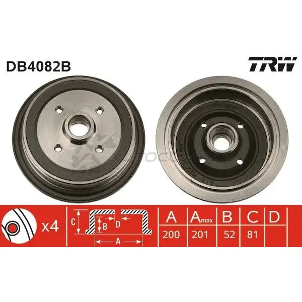 Тормозной барабан TRW 1522857 db4082b 3322937134656 C0Z QG3