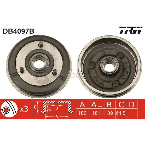Тормозной барабан TRW 3322937134762 GXC 65 1522872 db4097b изображение 0