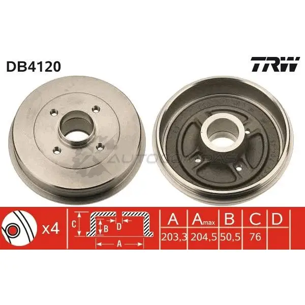 Тормозной барабан TRW 1522889 db4120 3322937075799 3IQ 0M - Изображение 1