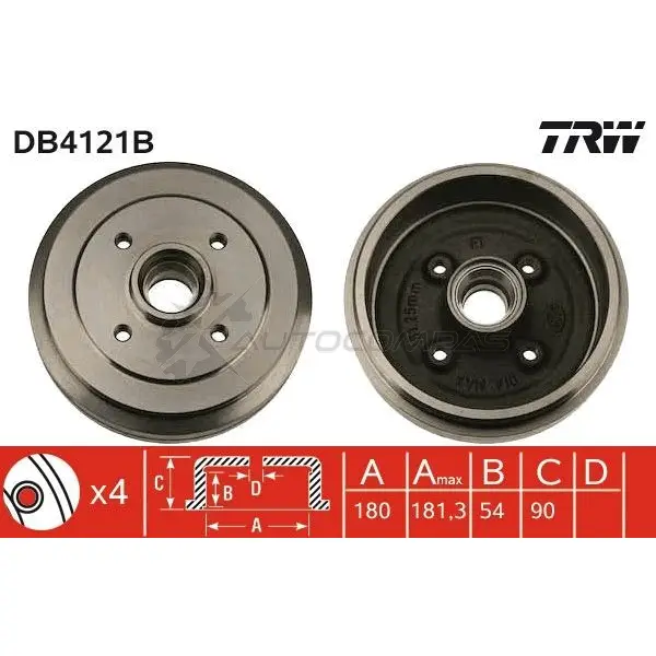 Тормозной барабан TRW 3322937134953 1522892 db4121b DQHT 5I6