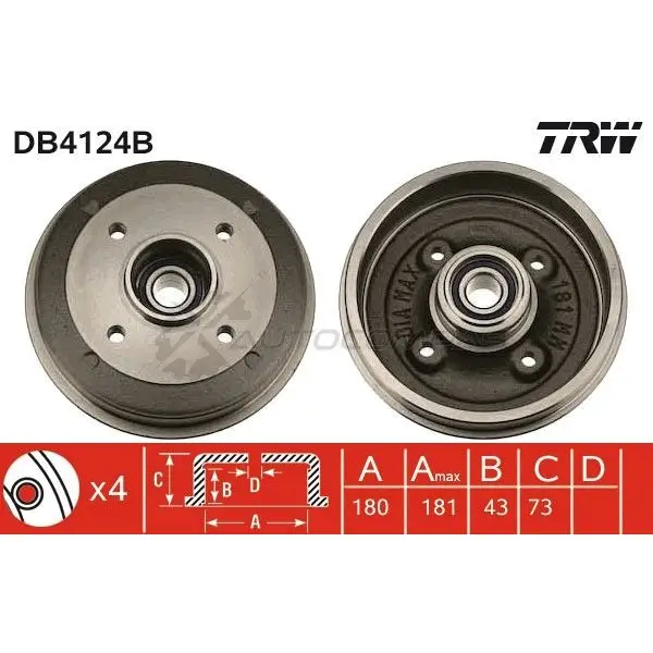 Тормозной барабан TRW 3322937134977 6K H1S 1522898 db4124b