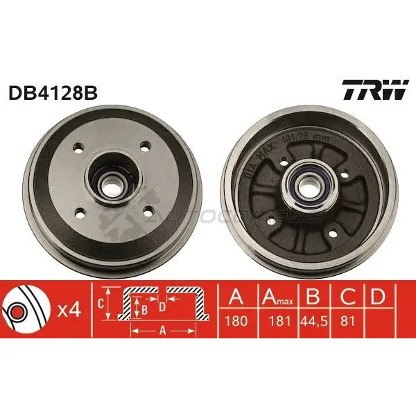 Тормозной барабан TRW 5 B1IB db4128b 1522903 3322937135011 изображение 0