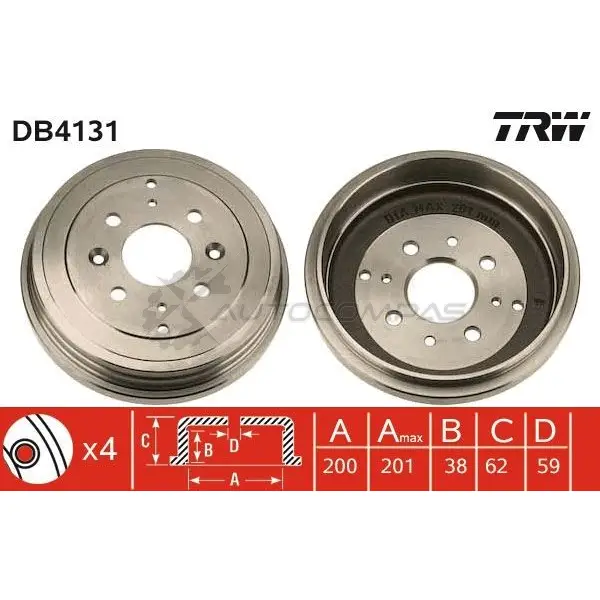 Тормозной барабан TRW 1522906 T DPYL 3322937075874 db4131 - Изображение 1