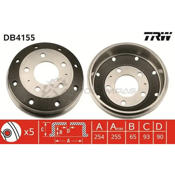 Тормозной барабан TRW 1522926 db4155 3322937135141 O W80Z - Изображение 1