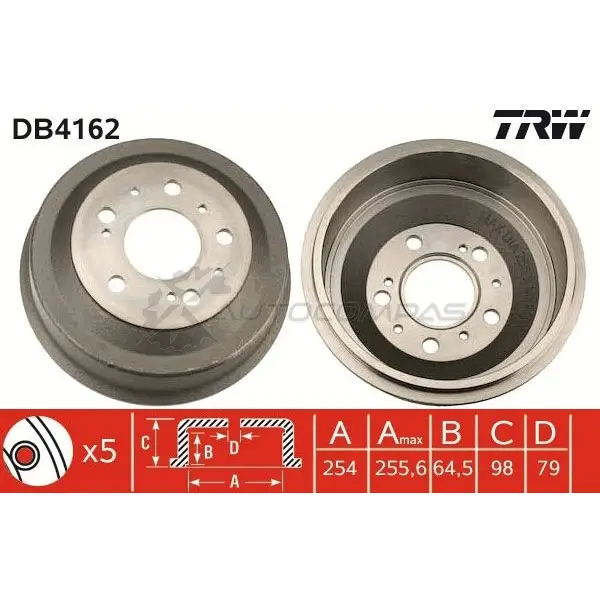 Тормозной барабан TRW AD6 J1NN 3322937204908 1522937 db4162 изображение 0