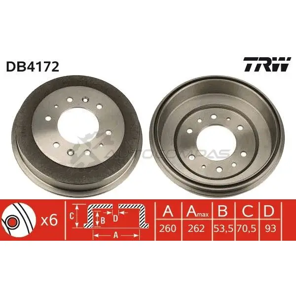 Тормозной барабан TRW 3322937211098 db4172 I DGU3F 1522942 - Изображение 1