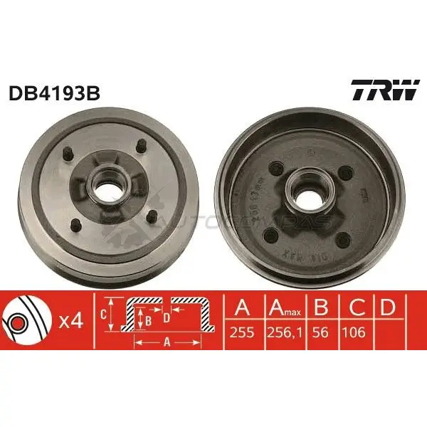 Тормозной барабан TRW V F2CN3U db4193b 3322937811137 1522963 изображение 0