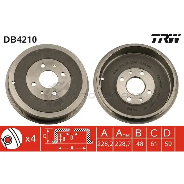 Тормозной барабан TRW 1522978 3322937216857 0 KY5RE6 db4210 изображение 0