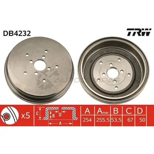 Тормозной барабан TRW 1523005 db4232 3322937241347 WX9 9V8 - Изображение 1
